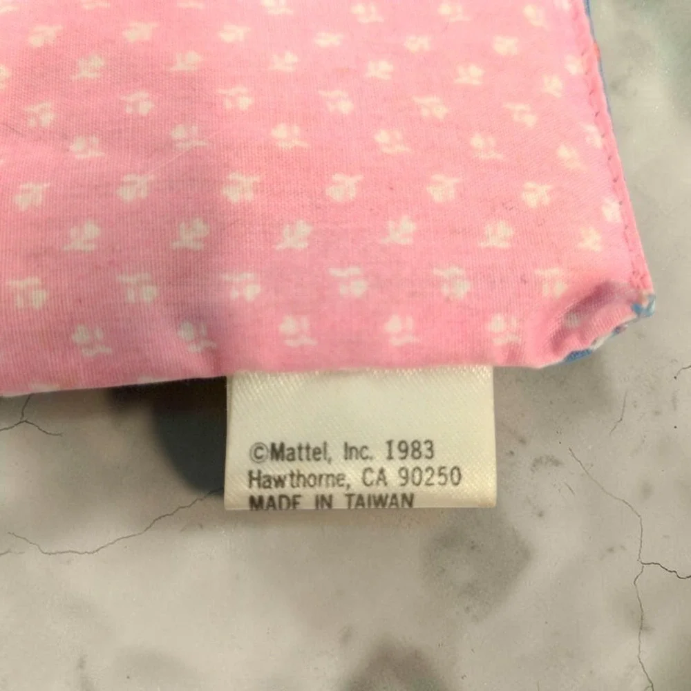 VTG Mattel Barbie Heart Family Doll Bedding Mattress 3 Pillows Bolster 1983 1987